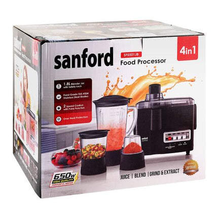 Sanford 4-In-1 Food Processor, 650W, 1.8 Liter, SF-5501JB