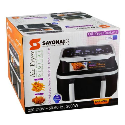 Sayona Double Basket Dual Air Fryer, 2600W, 2x5 Liter, SAF4582
