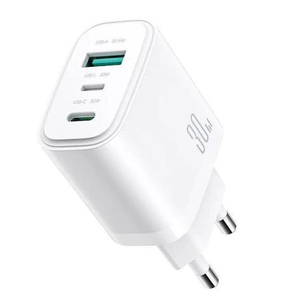 Joyroom 30W 3-Port Gan Fast Charger, White, JR-TG6