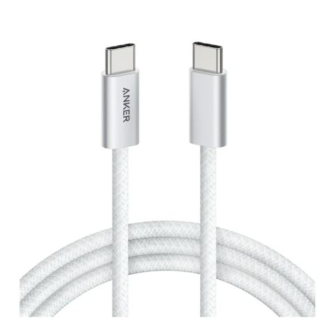 Anker Zolo 240W USB-C To USB-C Cable, 6ft, Braided White, A8060H22