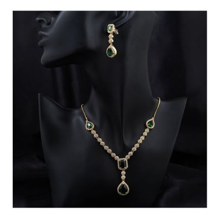 SJ Women's Jewellery Set, Golden Green, J.Set 00666