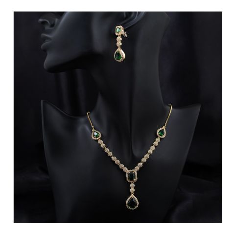 SJ Women's Jewellery Set, Golden Green, J.Set 00666