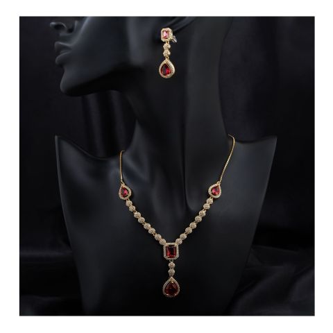 SJ Women's Jewellery Set, Golden Ruby, J.Set 00668
