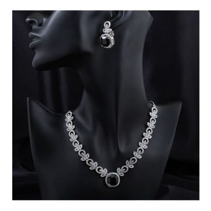 SJ Women's Jewellery Set, Silver Black, J.Set 00671
