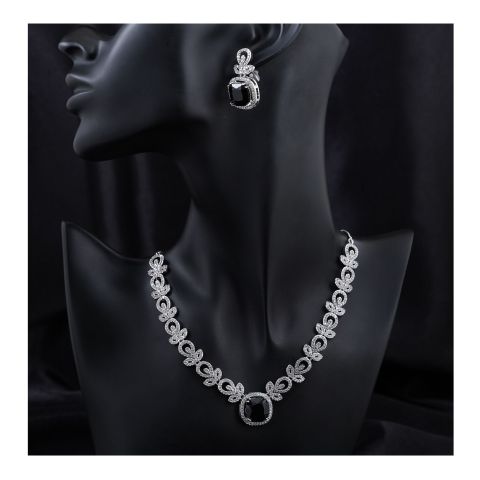 SJ Women's Jewellery Set, Silver Black, J.Set 00671