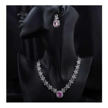 SJ Women's Jewellery Set, Silver Pink, J.Set 00674