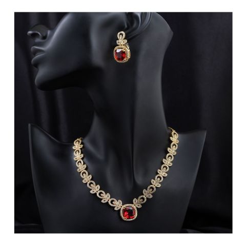 SJ Women's Jewellery Set, Golden Ruby, J.Set 00680