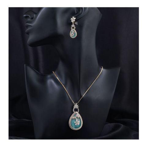 SJ Women's Jewellery Set, Golden Mint Green, J.Set 00686