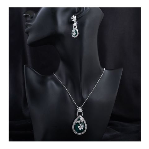 SJ Women's Jewellery Set, Silver Green, J.Set 00695