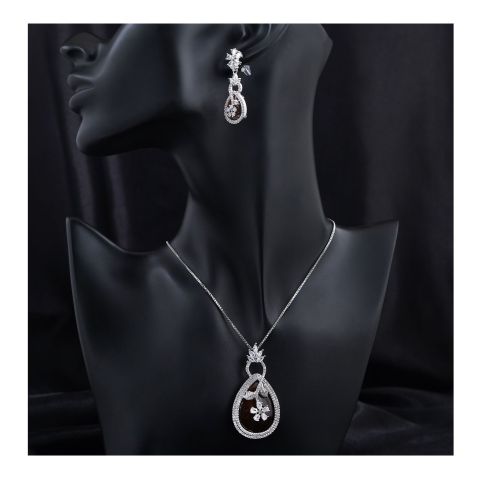 SJ Women's Jewellery Set, Silver Brown, J.Set 00698