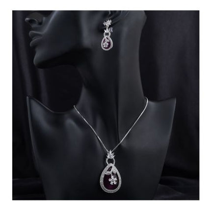 SJ Women's Jewellery Set, Silver Purple, J.Set 00699