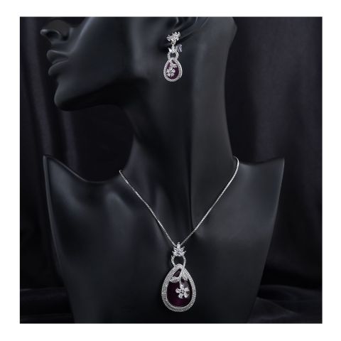 SJ Women's Jewellery Set, Silver Purple, J.Set 00699