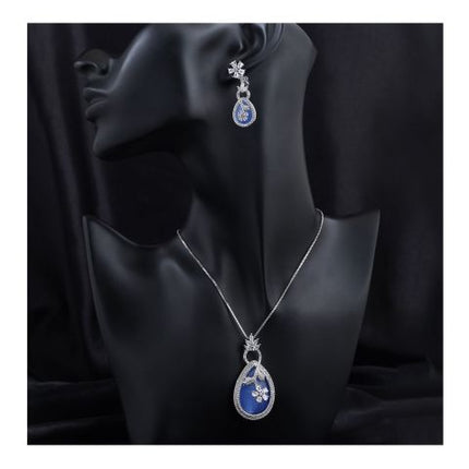 SJ Women's Jewellery Set, Silver Blue, J.Set 00700