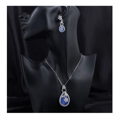 SJ Women's Jewellery Set, Silver Blue, J.Set 00700