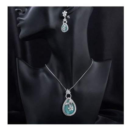 SJ Women's Jewellery Set, Silver Mint Green, J.Set 00701