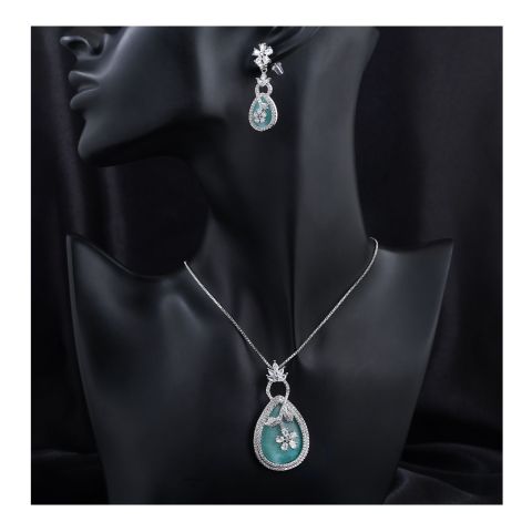 SJ Women's Jewellery Set, Silver Mint Green, J.Set 00701