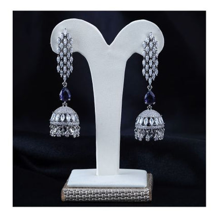 SJ Women's Jhumki Jewellery, Silver Purple, JK 00742