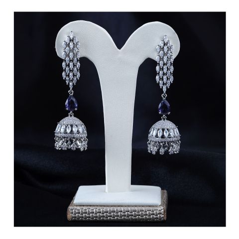 SJ Women's Jhumki Jewellery, Silver Purple, JK 00742