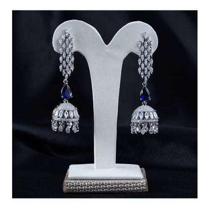 SJ Women's Jhumki Jewellery, Silver Blue, JK 00745