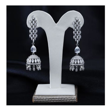 SJ Women's Jhumki Jewellery, Silver White, JK 00749