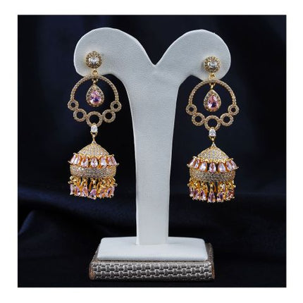 SJ Women's Jhumki Jewellery, Golden Pink, JK 00753