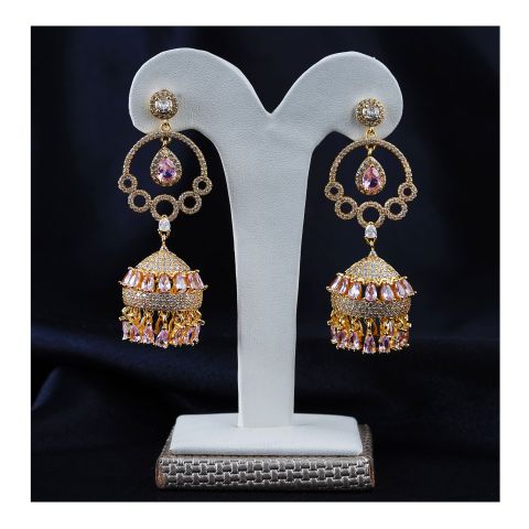 SJ Women's Jhumki Jewellery, Golden Pink, JK 00753