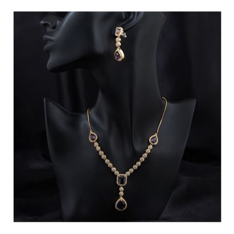 SJ Women's Jewellery Set, Golden Purple, J.Set 00667