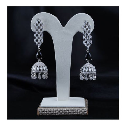 SJ Women's Jhumki Jewellery, Silver Black, JK 00747