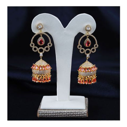 SJ Women's Jhumki Jewellery, Golden Ruby, JK 00751