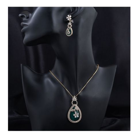 SJ Women's Jewellery Set, Golden Green, J.Set 00690