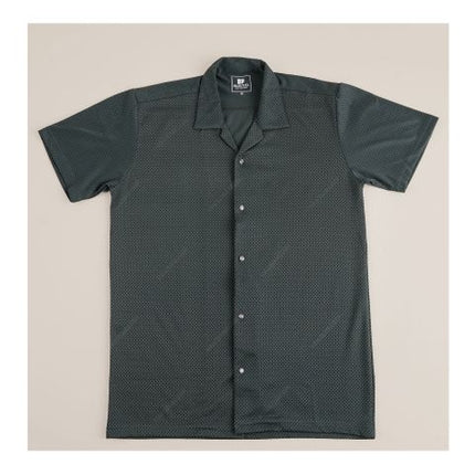 Pace Setters Men's Blue Fuel Collar Front Open Shirt, Green