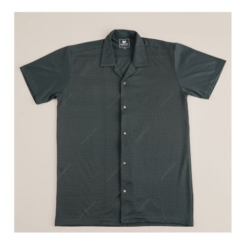 Pace Setters Men's Blue Fuel Collar Front Open Shirt, Green