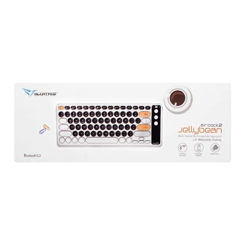Alcatroz Air Dock 2 Jellybean Multi-Device Dual Mode BT5.3 + 2.4G Rechargeable Keyboard, 230mAh Battery, Autumn Black