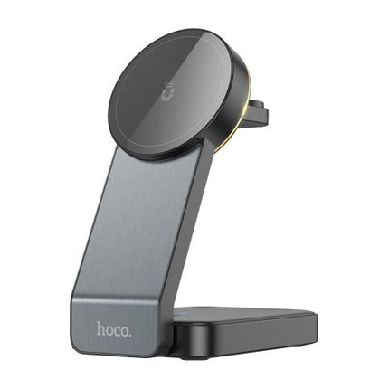 HOCO Motorcycle Folding 3- In-1 Magnetic Wireless Fast Charger, CQ3, Black