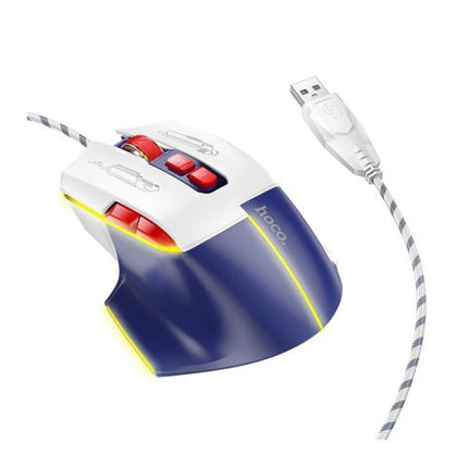 HOCO Overlord Luminous Gaming Wired Mouse, GM31, White Blue