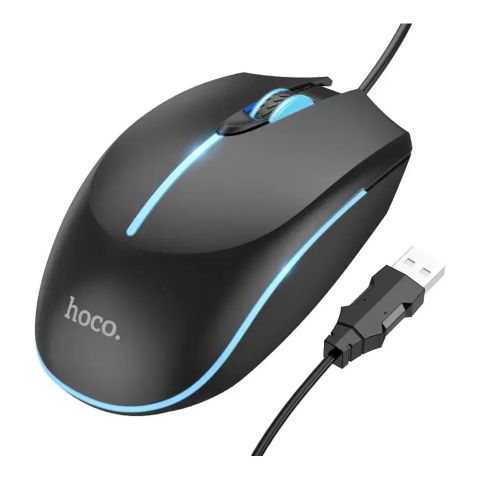 HOCO Wonderful Gaming Luminous Wired Mouse, GM37, Black