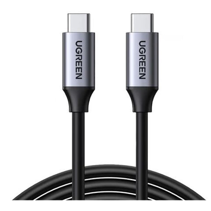 UGreen Nickel Plating Aluminum Fast Charging Cable, USB-C To USB-C, 100W, 1.5-Meter, Grey, 50751