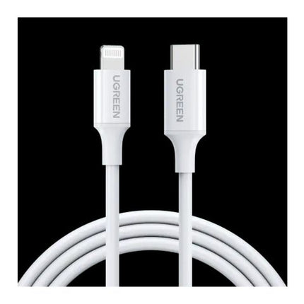 UGreen Fast Charging Cable Rubber Shell, MFI USB-C To Lightning, 1-Meter, White, 10493