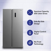 Super General 710L Side by Side Refrigerator, SGR710SBSSSE
