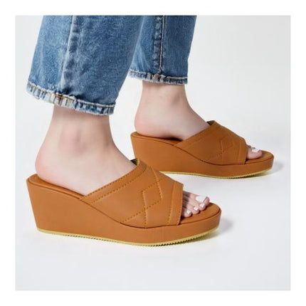 Walkeaze Women Formal Wedge, Mustard, 75108S