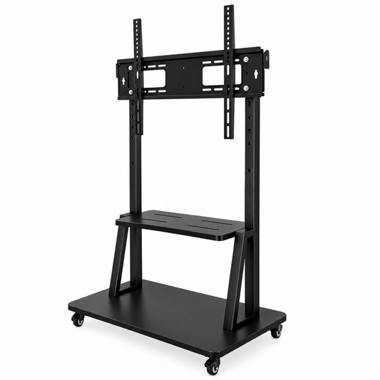 65" to 90" TV Tilting Mount with Mobile Floor Stand with Accessory Shelf
