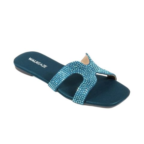 Walkeaze Girls Casual Slippers, Aqua, 000016KS