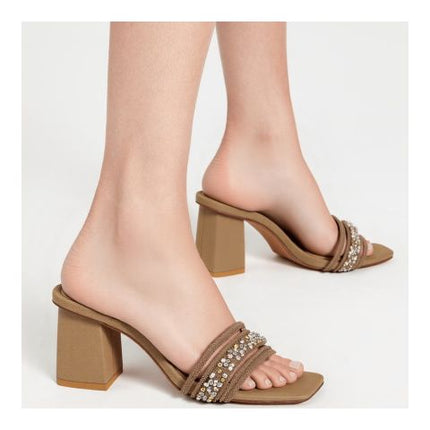 Walkeaze Women Formal Block Heel, Golden, 62934S
