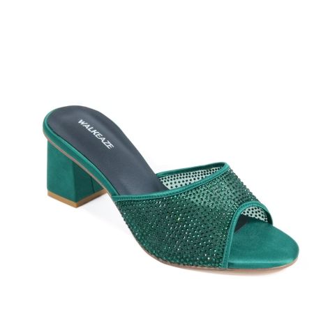 Walkeaze Women Formal Block Heel, Green, 63024S