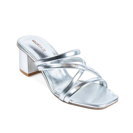 Walkeaze Women Formal Block Heel, Silver, 75120S