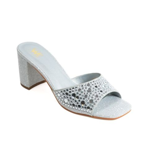 Walkeaze Imported Formal Block Heel, Silver, 98455S