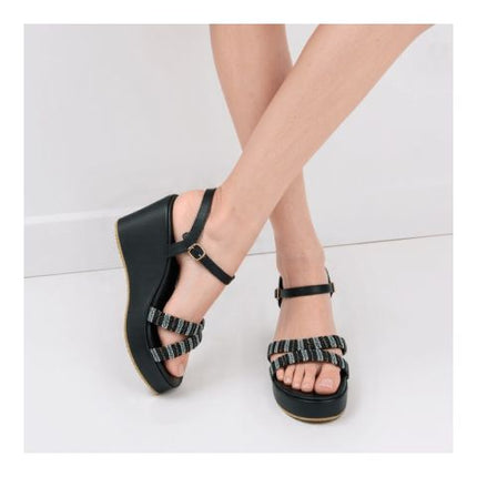 Walkeaze Women Formal Wedge, Black, 75058S